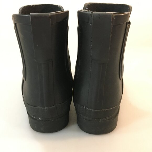 J. Crew 8 Black Short Lug-Sole Chelsea Rubber Ankle Rain Boots Waterproof - Picture 7 of 8